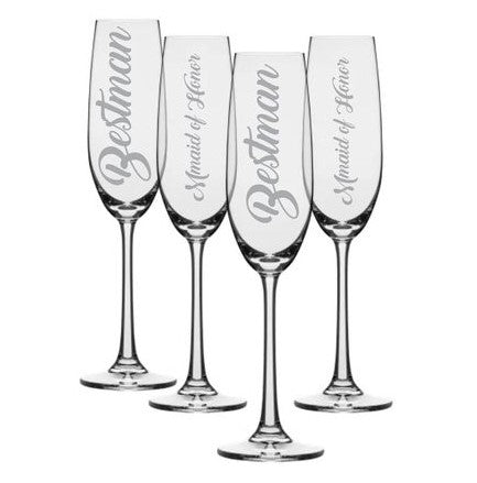 Best man & Made of Honor Champaign Glass Set (x4)