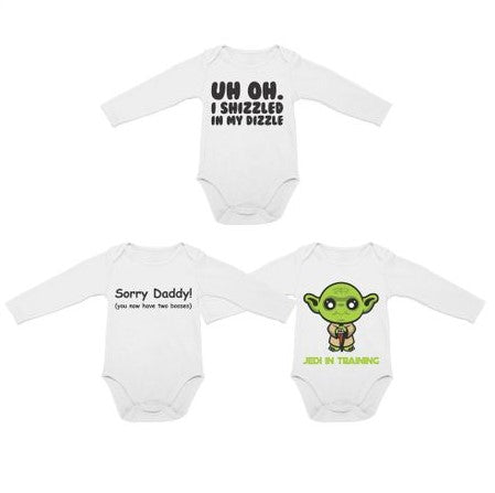 Long Sleeve Onesies - Set of 3 | Baby Yoda