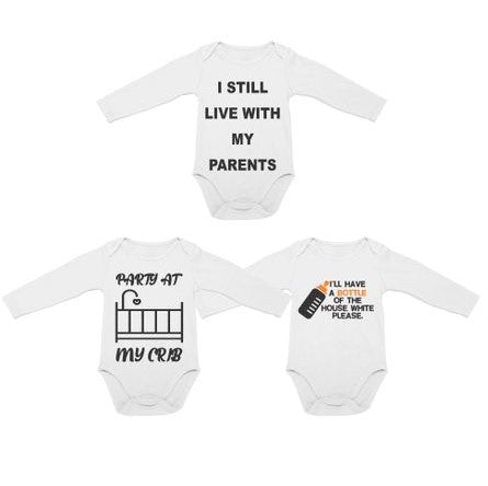 Long Sleeve Onesies - Set of 3 | I Still Live with my Parents
