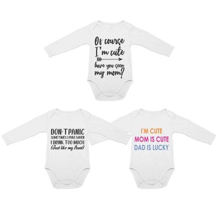 Long Sleeve Onesies - Set of 3 | Of course i'm Cute